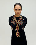 Crimson Halo Lariat Necklace