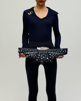 KOKO AERONAUT STUDDED KLUTCH IN NOIR