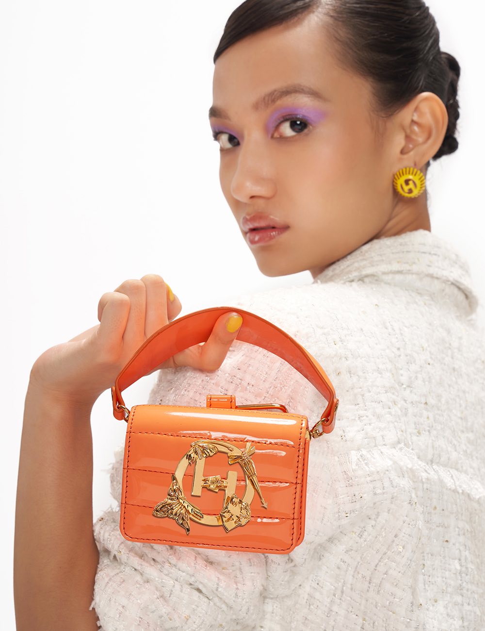 Crochet orange drawstring pouch bag dice bag | crochet tutorial - YouTube