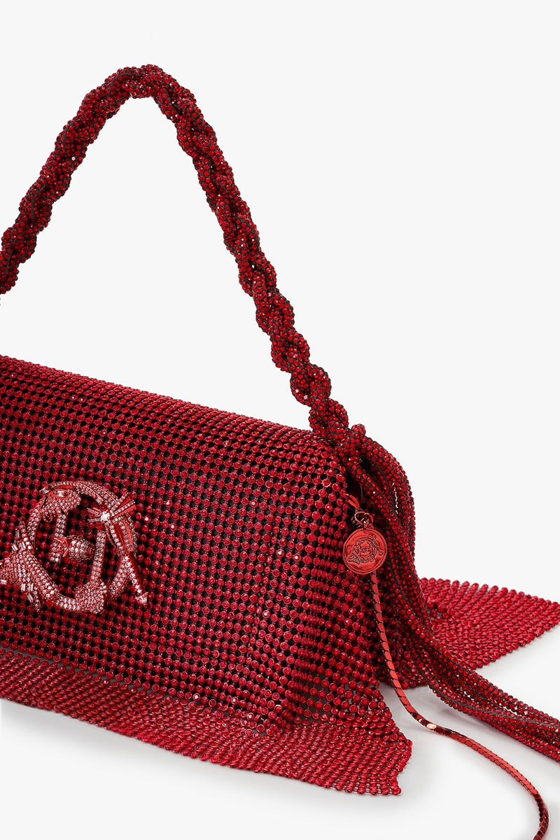 Crystal Furbie Midi Handbag in Promiscuous Red