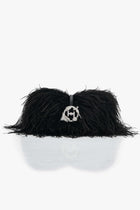 black feather handbag