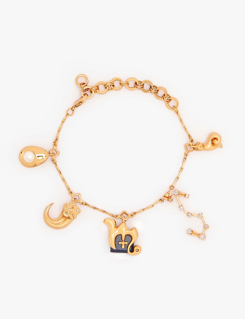 Scorpio Zodiac Sign Chain Bracelet in 22kt Gold 
