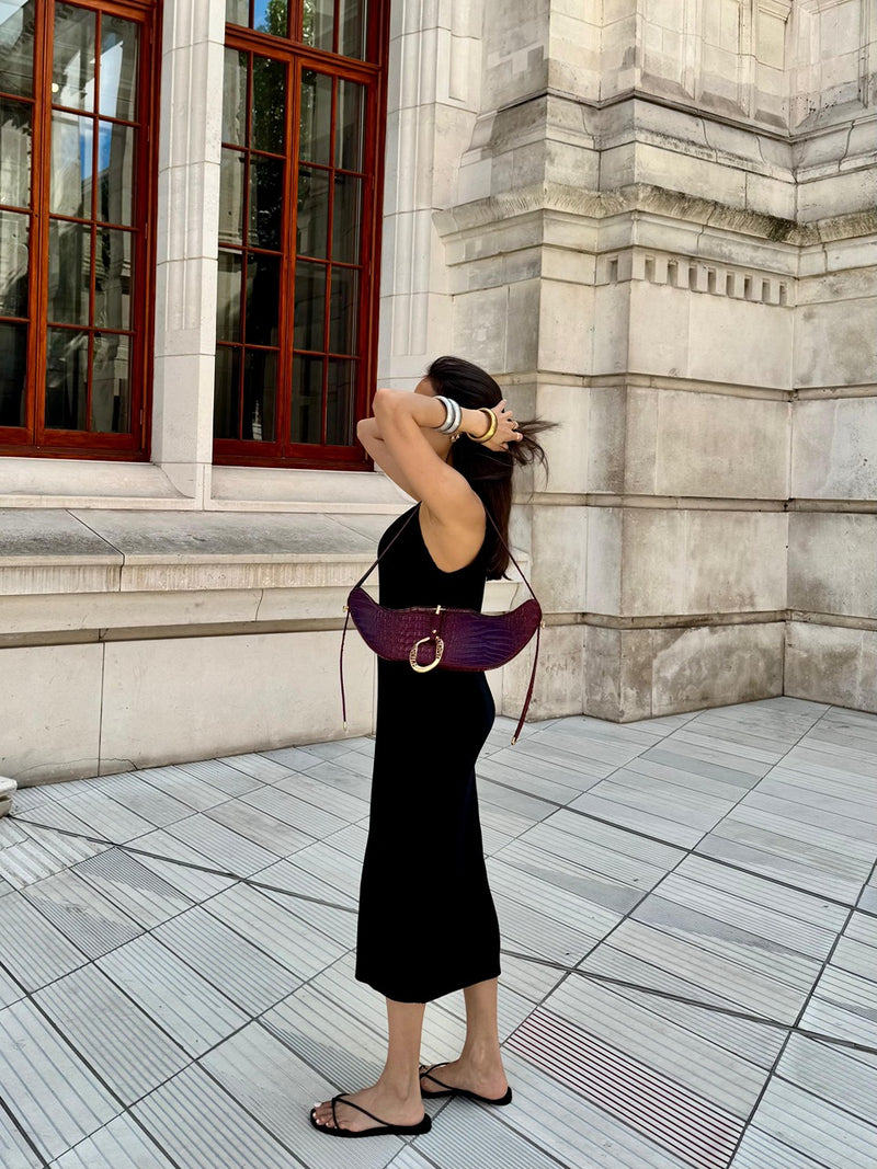 Tarini Manchanda In The Boss Swing Bag in Crimson Croc