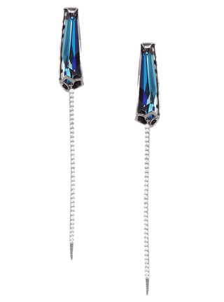 blue long drop earrings