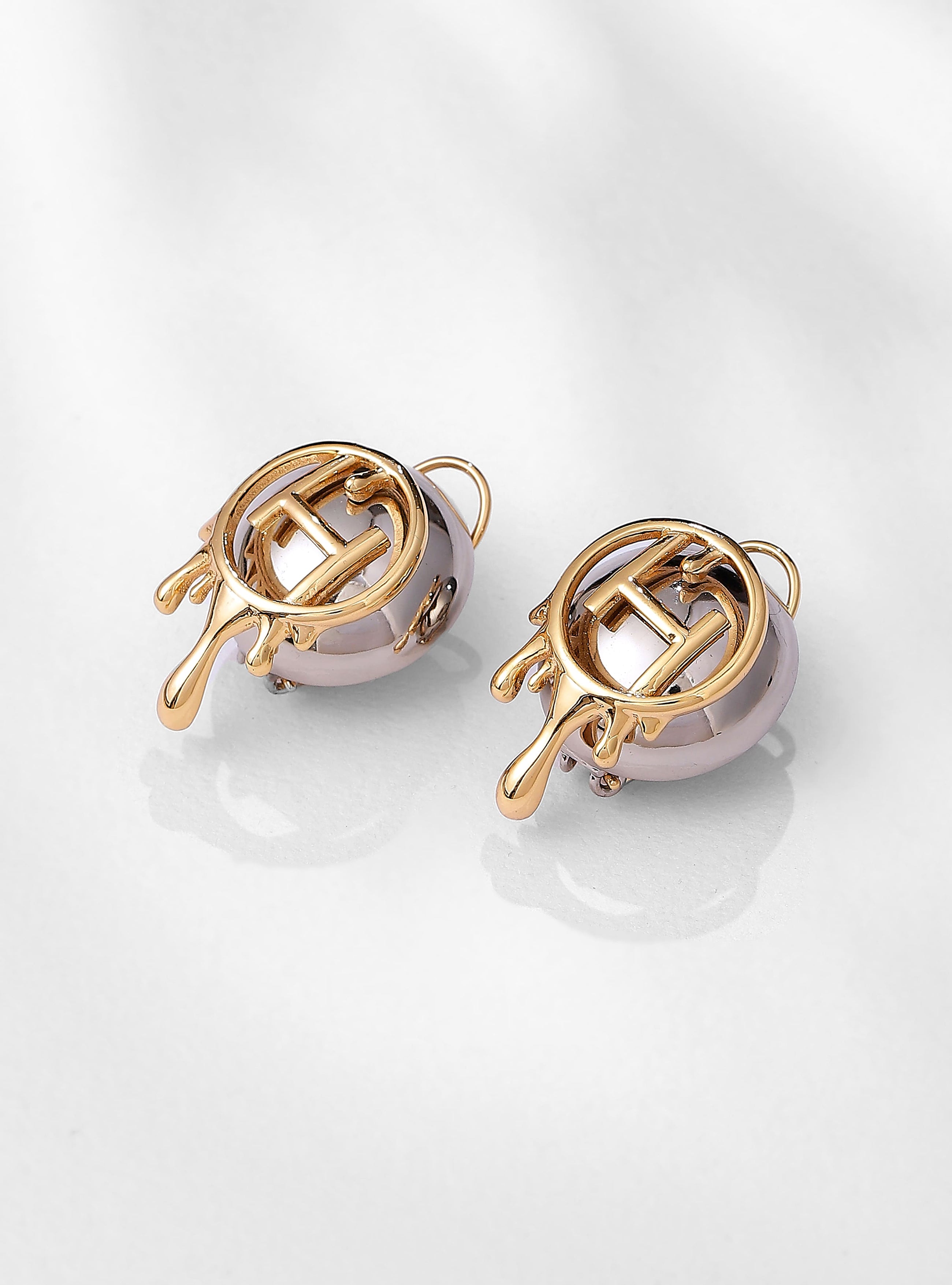 dual tone midi stud earrings
