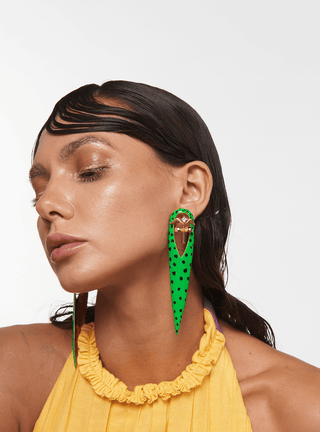 green long earrings