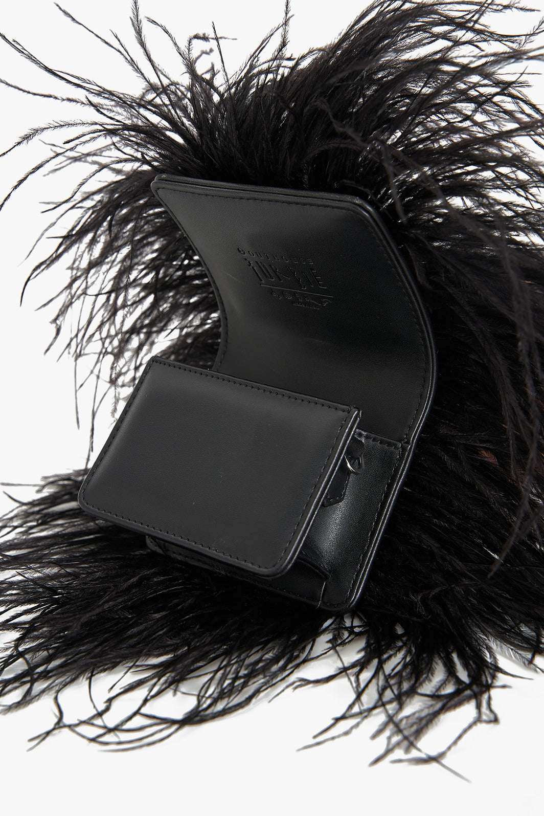 black feather purse