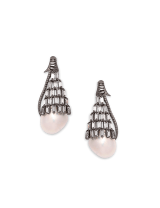 pearl crystal drop earrings