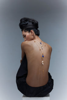 pearl and lapis lazuli layered necklace 