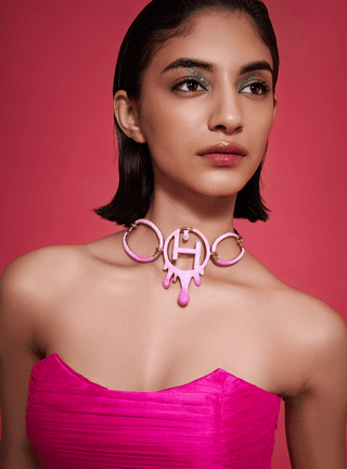 pink colour necklace