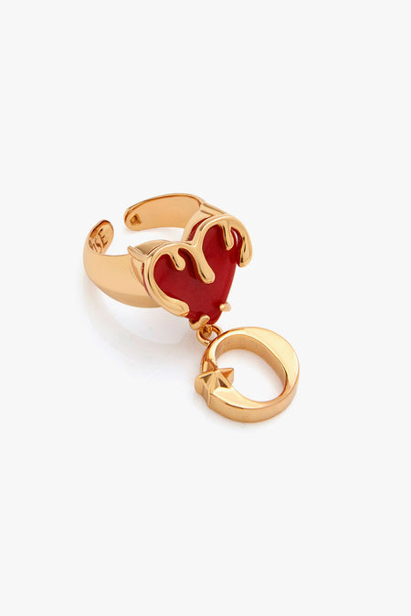 heart shape ring with custom initials