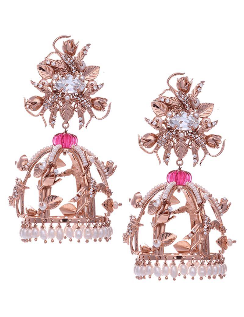 rose gold dangler earrings