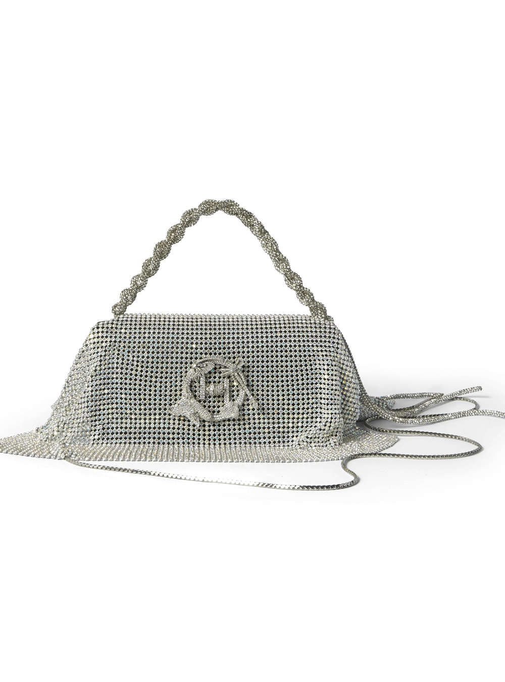 silver crystal midi bag