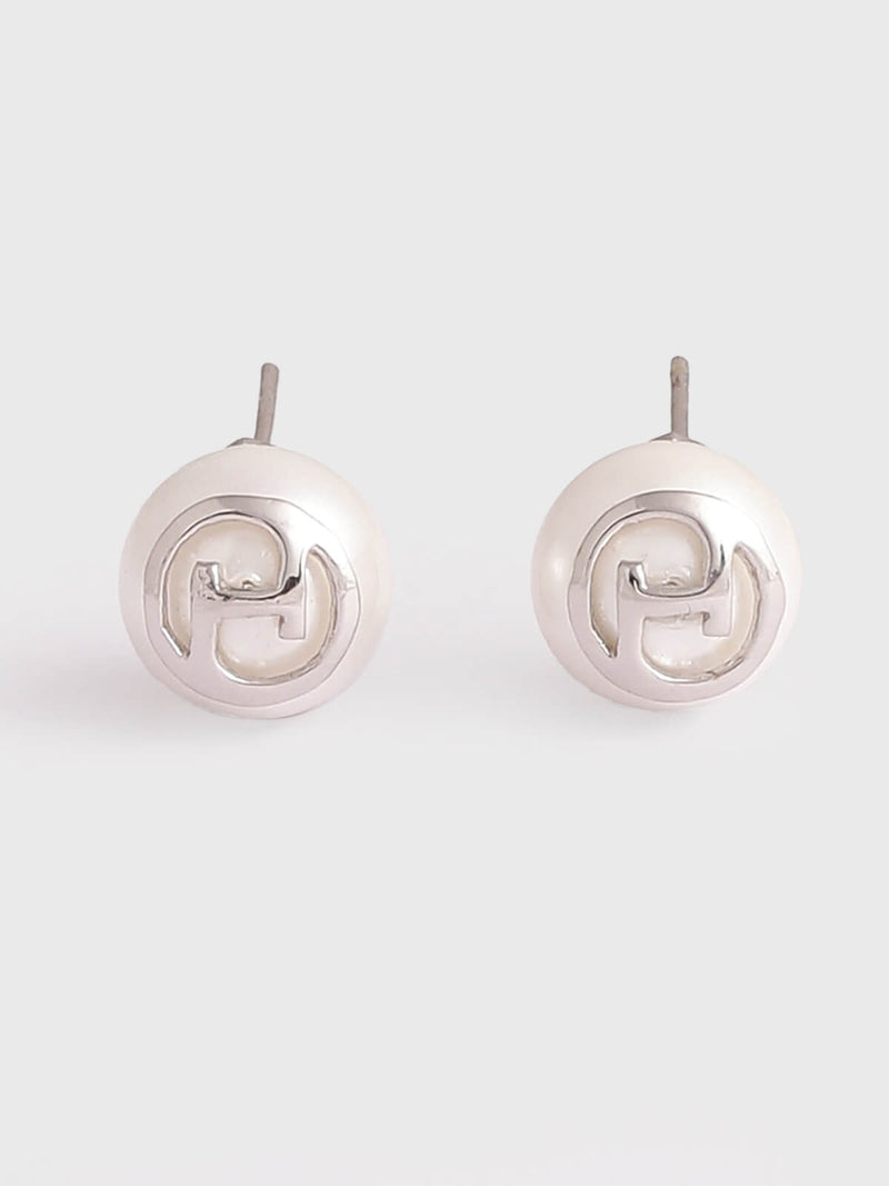 white pearl stud earrings