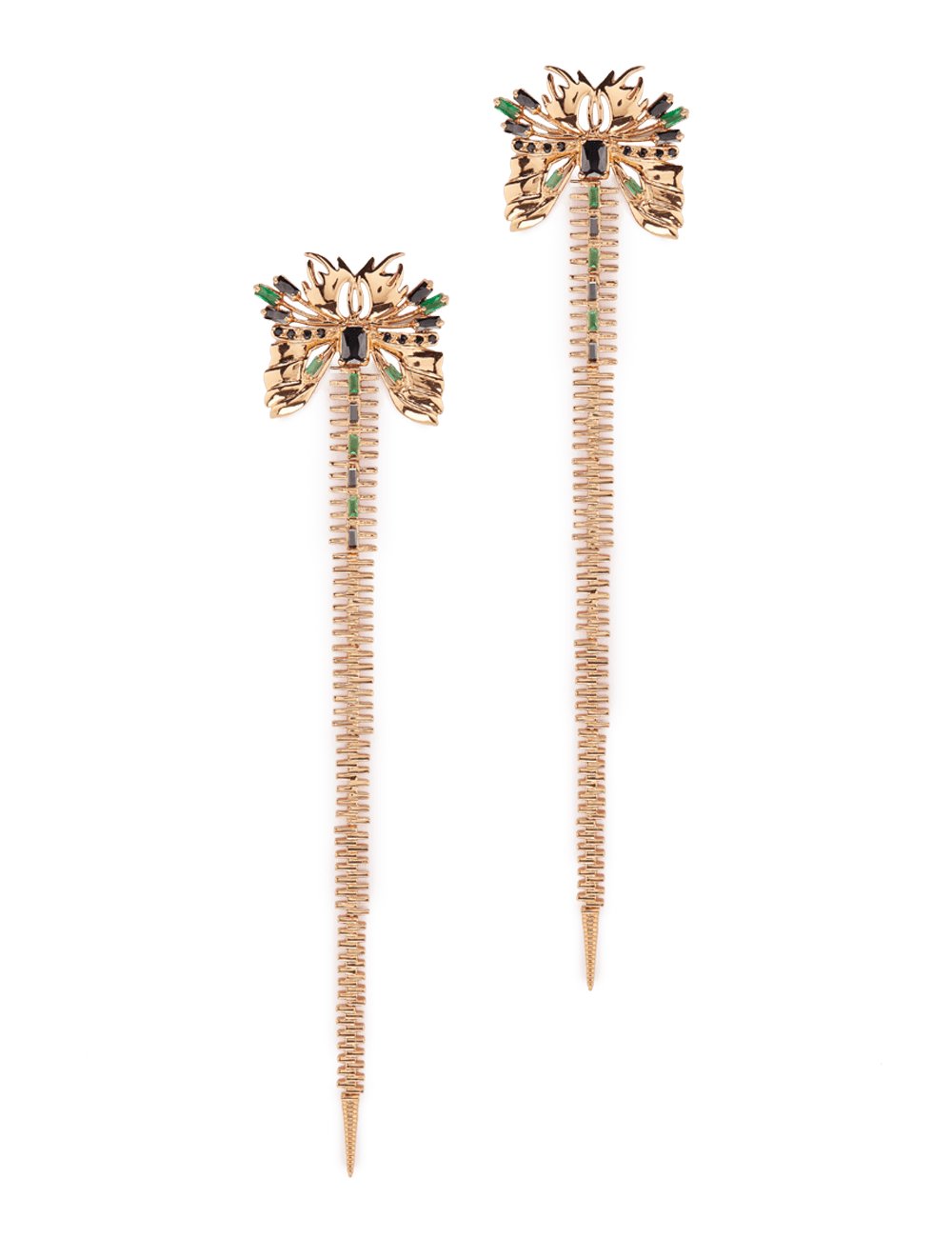 zip style long earrings