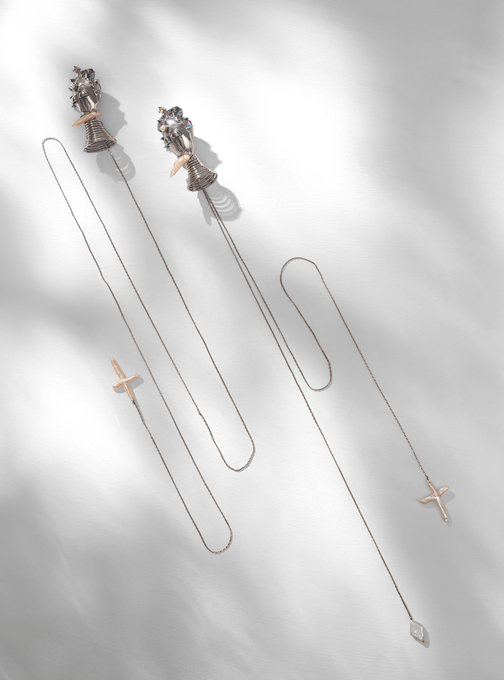 Designer Mirel Silver Shoulder Dusters threader earrings 