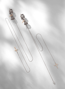 Designer Mirel Silver Shoulder Dusters threader earrings 