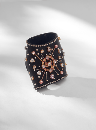 OH Jewelled Leather Glovelettes In Black 