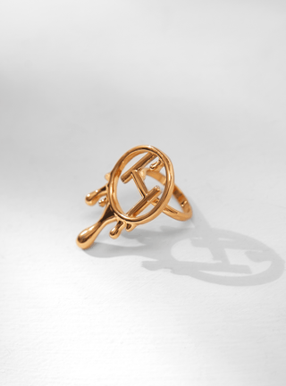 Drip "OH" Cocktail Ring in Gold Finish