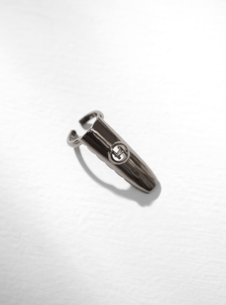 OH Monogram Fingertip Ring In Silver Finish nail caps finished in 22 KT silver plating