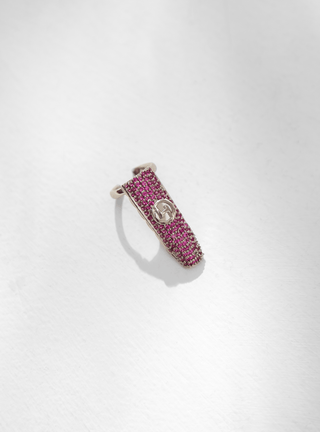 Jewelled Monogram Fingertip Ring In Fuscia Pink nail caps in pink