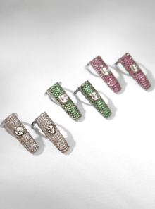 Handmade Jewelled Monogram Fingertip Ring In Fuscia Pink