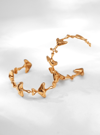 Shroomhead Hoops Earrings In 22 KT gold plating