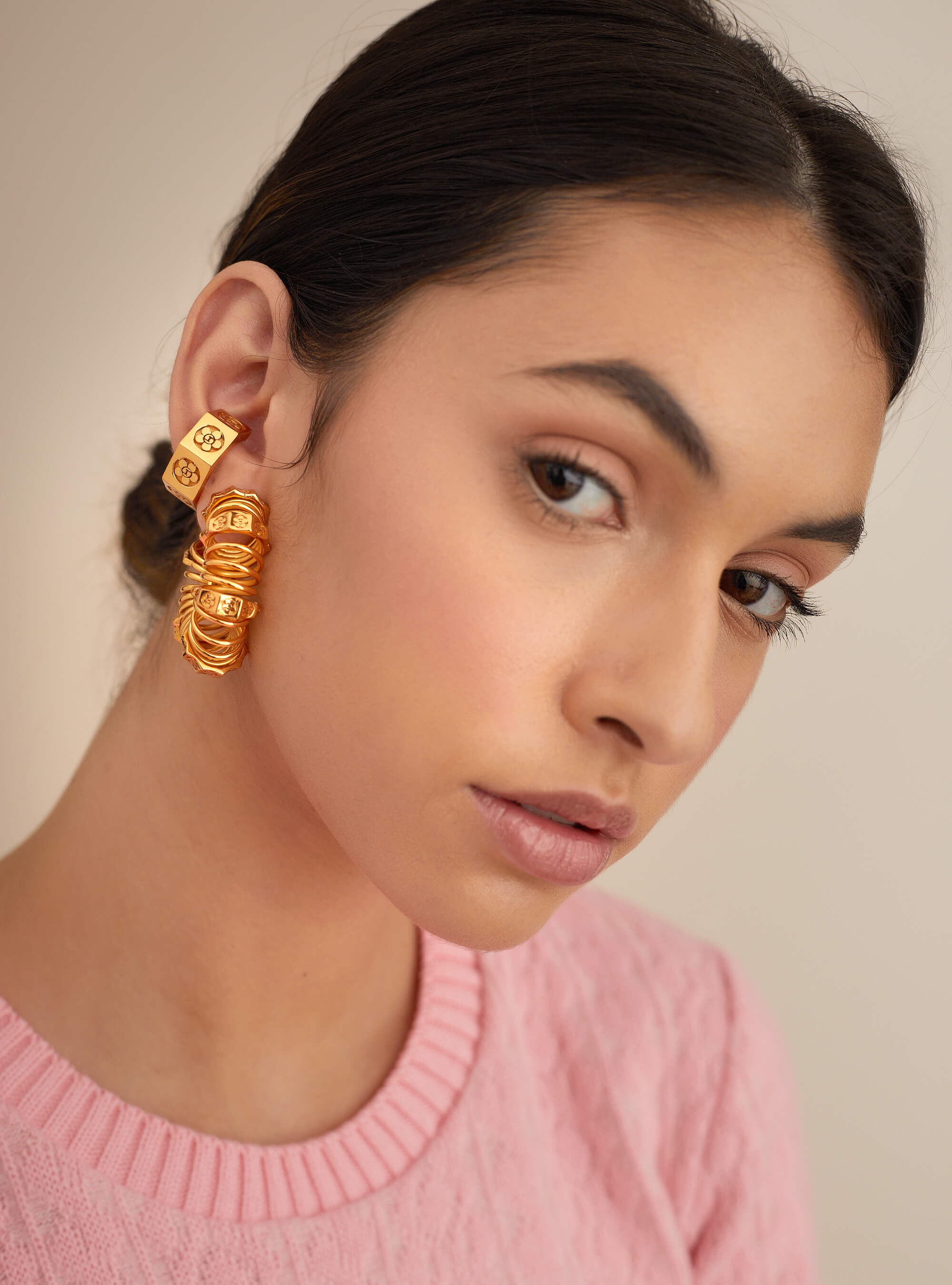 Shop Rubans Voguish 24K Gold Plated Contemporary Hoop Earrings Online at  Rubans