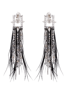 Black Feather Tassel Earrings