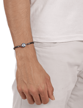 Black evil eye bracelet for men