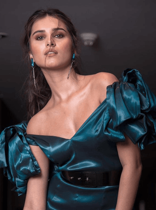 Bollywood Celebrity Drop Earrings in Blue