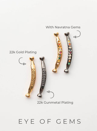 Bracelet Motif 22K Gold & Gunmetal Plating With Navratna Gems in Scarlet Red