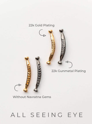 Bracelet Motif 22K Gold & Gunmetal Plating Without Navratna Gems in Royal Blue, Eggshell & Amber