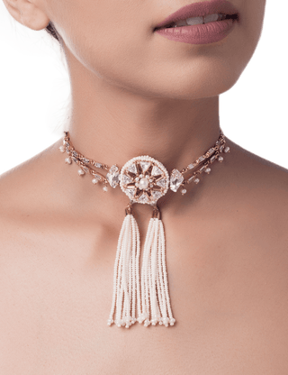 Bridal tassel choker necklace