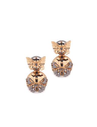 Butterfly Design Double Button Earrings