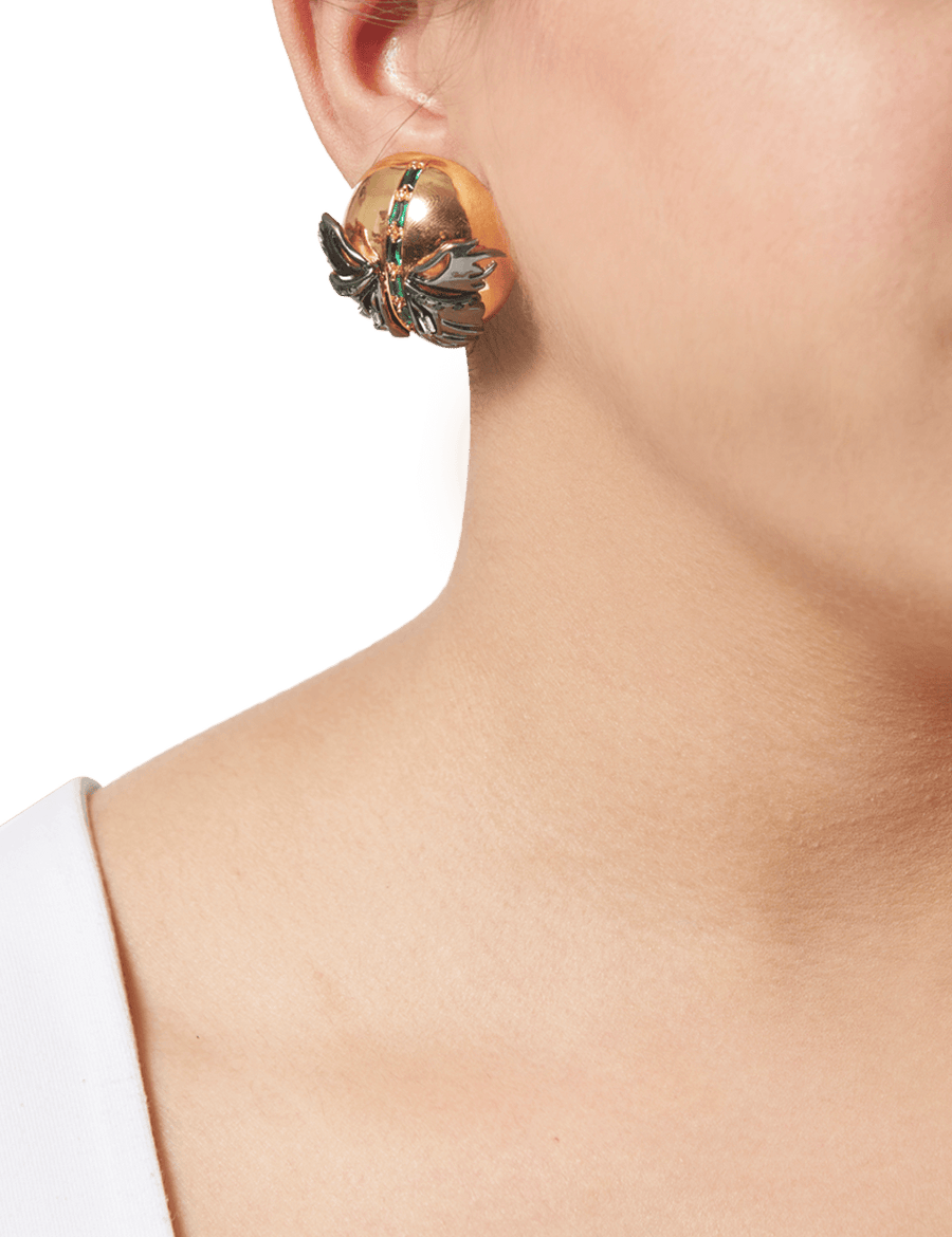 Butterfly Design Gold Enamel Earrings