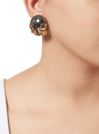 Butterfly stud earrings in gold and emerald green