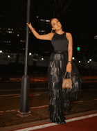 Priyanka Chopra Wearing Gold Rush Crystal Furbie Handbag