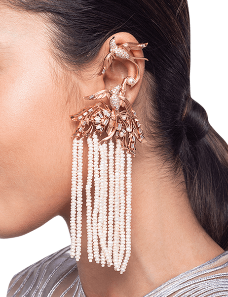 Dulcett India Oxidised Silver Ear cuff Earrings For Women & Girls