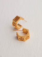 Gold Hexagon Hoop Earrings