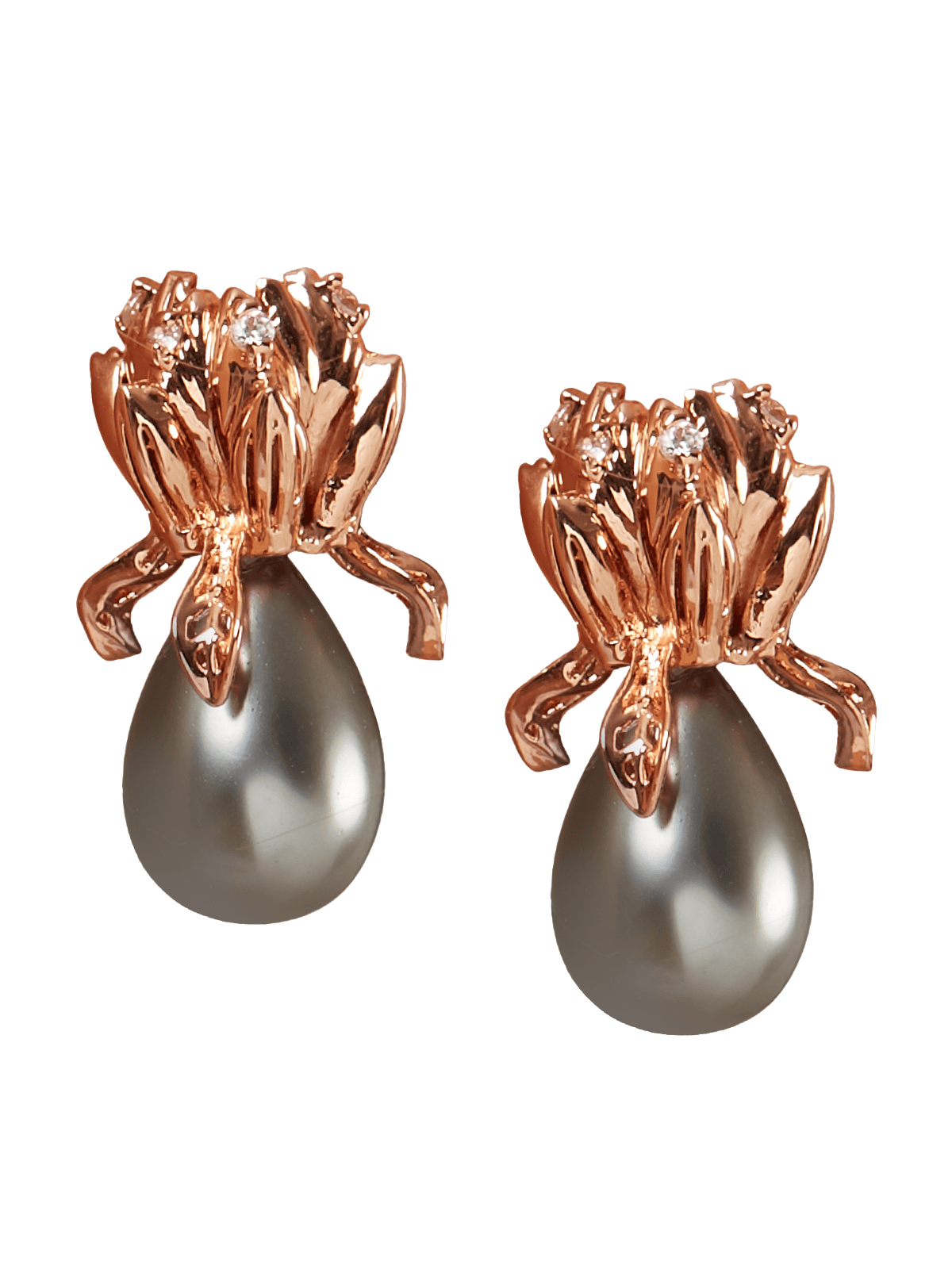 Grey Baroque Pearl Stud Earrings