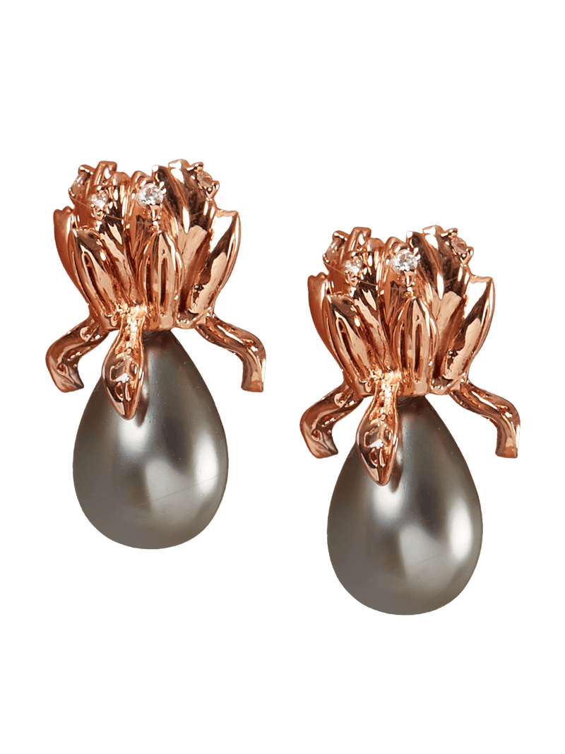 Grey Baroque Pearl Stud Earrings