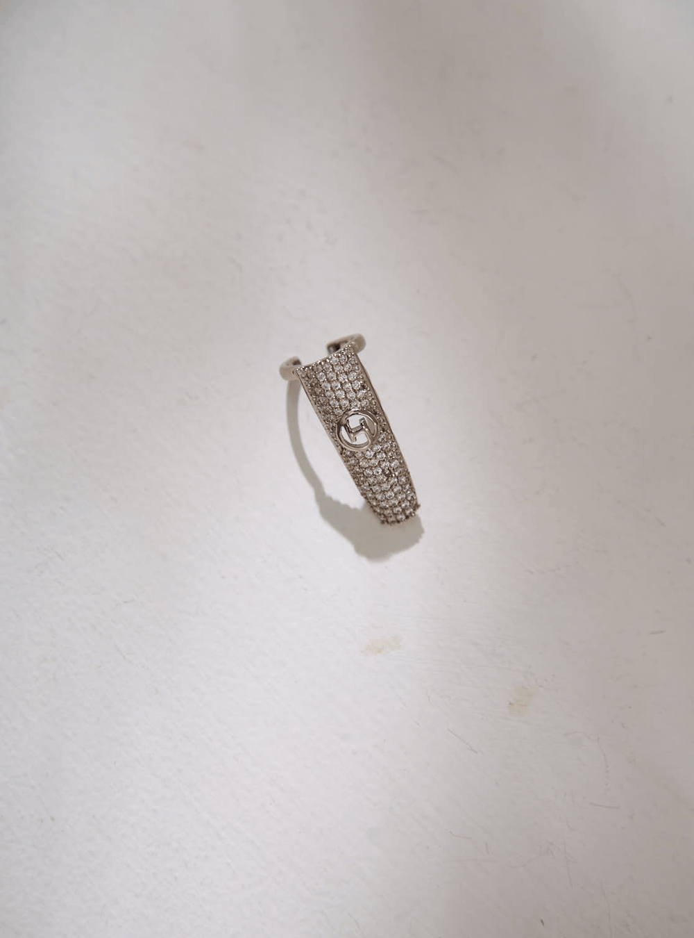 Outhouse: Jewelled Monogram Fingertip Ring in Silver