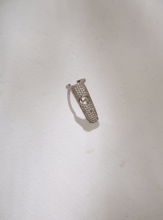 Jewelled Monogram Fingertip Ring  in Silver