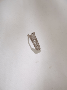 Jewelled Monogram Fingertip Ring  in Silver