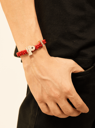 personalised men gold bracelets in red colour