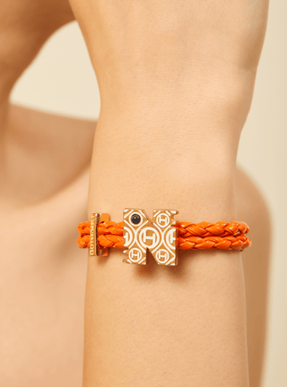 personalised women gold bracelets in solar orange colour