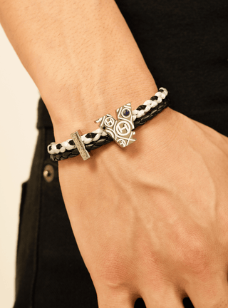 personalised men silver bracelets in black colour