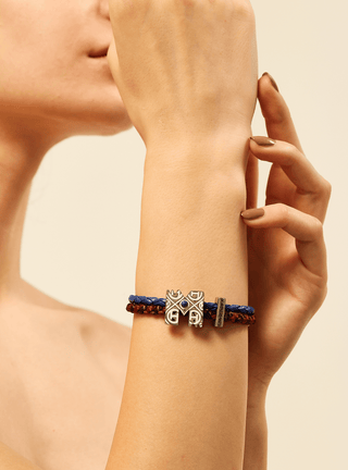 customised women silver bracelets in marine blue colour