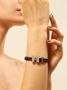 customised women silver bracelets in marine blue colour